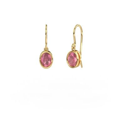 Earrings Lavon OVL 585 gold tourmaline pink 7x5 mm
