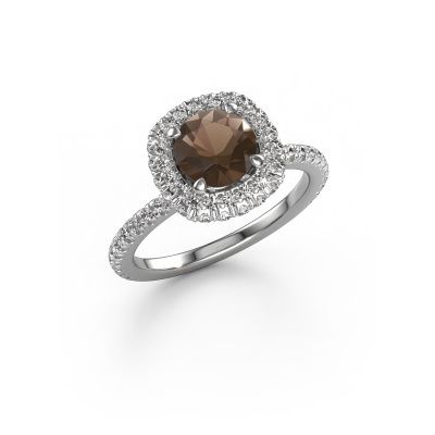 Engagement ring Talitha RND 585 white gold smokey quartz 6.5 mm