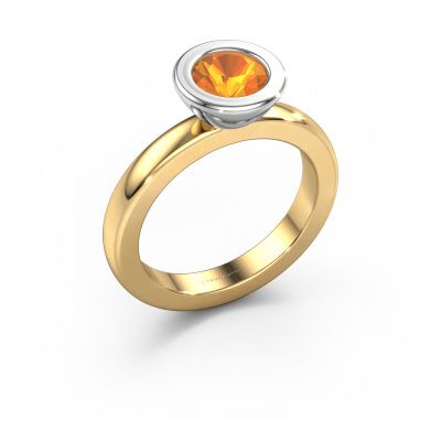 Bague superposée Eloise Round 585 or jaune citrine 6 mm
