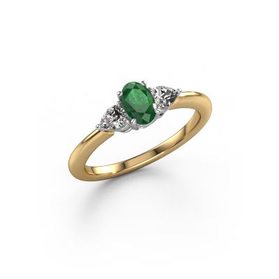 Engagement ring Chanou OVL 585 gold emerald 7x5 mm