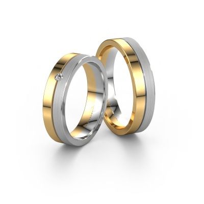 Wedding rings set WH0201LM15APM ±5x1.7 mm 14 Carat gold diamond 0.03 crt