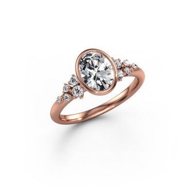 Engagement ring Aliyah OVL 585 rose gold lab grown diamond 1.303 crt