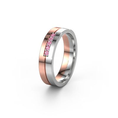 Wedding ring WH0211L15AP 585 rose gold pink sapphire ±5x1.7 mm