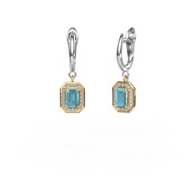 Pendants d'oreilles Dodie 1 585 or jaune topaze bleue 6x4 mm