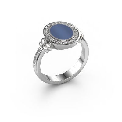 Zegelring Servie 1 950 platina blauw lagensteen 10x8 mm