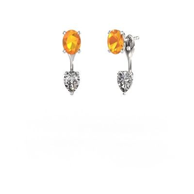 Pendants d'oreilles Kate OVL-PER 950 platine citrine 7x5 mm