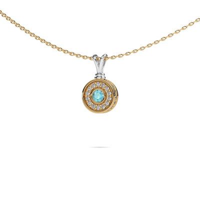 Pendant Roos 585 white gold blue topaz 3 mm