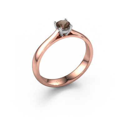Engagement ring Sam 585 rose gold smokey quartz 4.2 mm