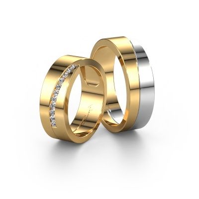 Eheringe set WHR0362LM ±6x2 mm 14 Karat Gold Diamant 0.015 crt