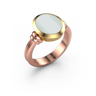 Siegelring Brenda 2 585 Roségold grüner Lagenstein 12x10 mm