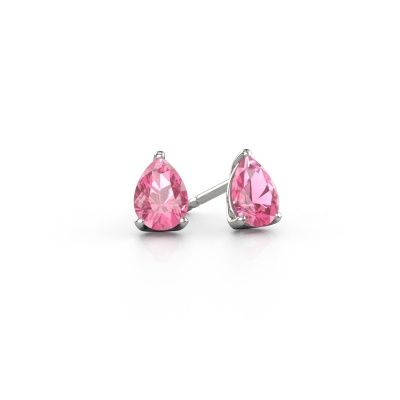 Clous d'oreilles Sam PER 950 platine saphir rose 7x5 mm