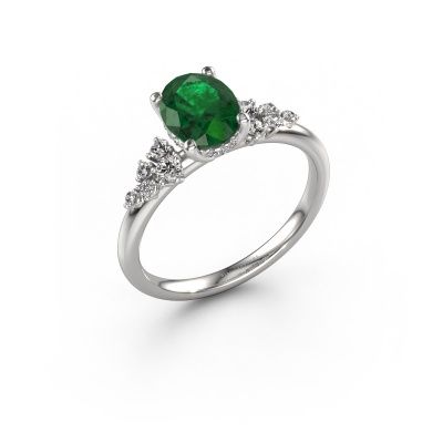 Verlobungsring Emma OVL 950 Platin Smaragd 8x6 mm