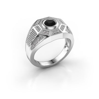 Heren ring Enzo 585 witgoud zwarte diamant 0.945 crt