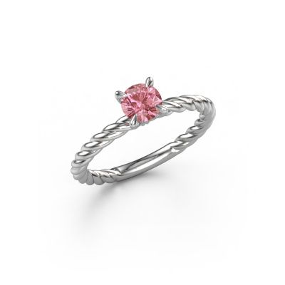 Engagement ring Twanna 950 platinum pink lab grown diamond 5 mm
