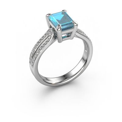 Engagement ring Antonia eme 2 950 platinum blue topaz 8x6 mm