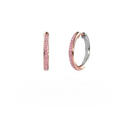 Hoop earrings Sina 15mm 585 rose gold pink sapphire 1.1 mm