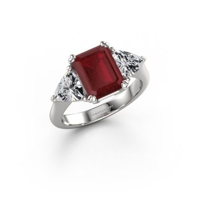 Engagement ring Paula 950 platinum ruby 9x7 mm