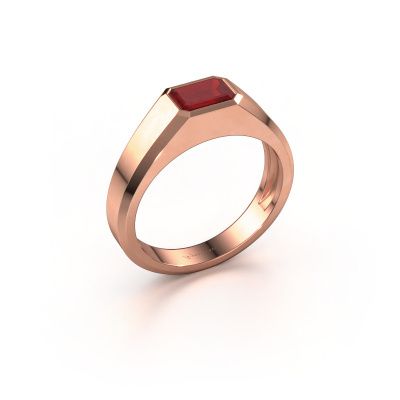 Heren ring Dylan 1 585 rosé goud robijn 7x5 mm