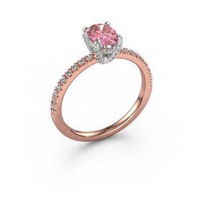 Engagement ring Saskia 1 OVL 585 rose gold pink lab grown diamond 7x5 mm