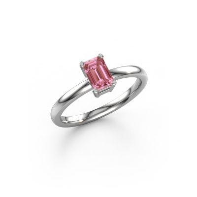 Engagement ring Denita 1 EME 950 platinum pink lab grown diamond 6x4 mm