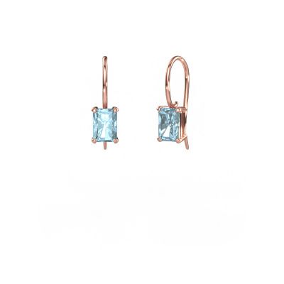 Pendants d'oreilles Cleo RAD 585 or rose diamant synthétique bleu 7x5 mm
