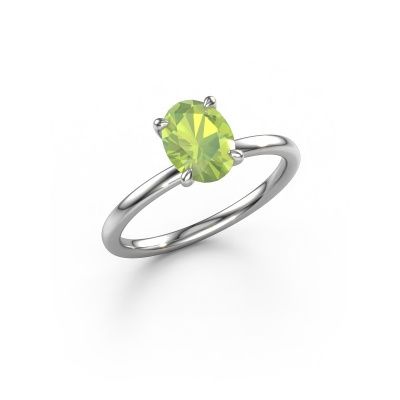 Engagement ring Crystal OVL 1 950 platinum peridot 8x6 mm