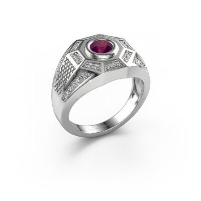 Bague pour homme Enzo 585 or blanc rhodolite 5 mm