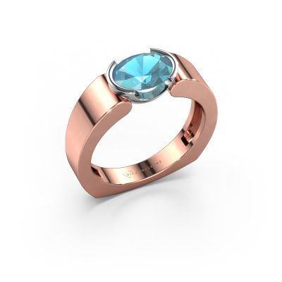 Ring Tonya 585 rose gold blue topaz 8x6 mm