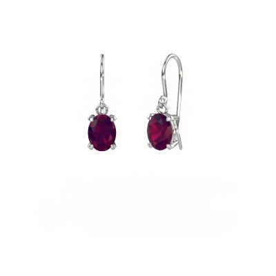 Pendants d'oreilles Laurie OVL 1 950 platine rhodolite 8x6 mm