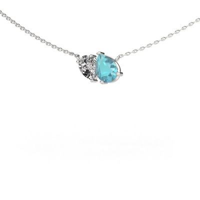 Pendant Toi et Moi PER PER 585 white gold blue topaz 8x6 mm