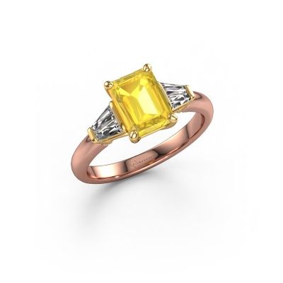 Verlobungsring Kina EME 585 Roségold Gelb Saphir 8x6 mm