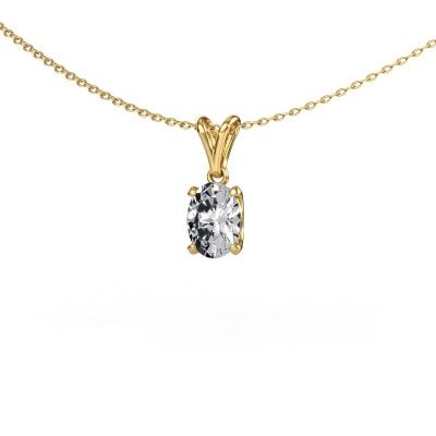 Pendant Sam OVL 585 gold zirconia 8x6 mm
