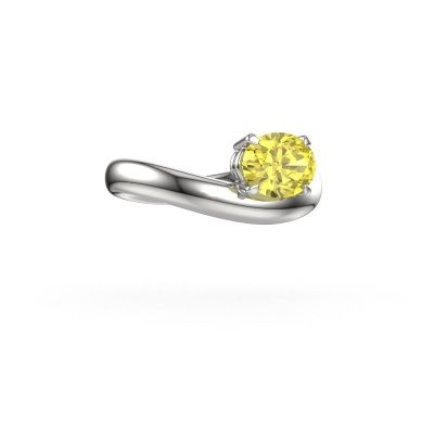 Engagement ring Floor OVL 950 platinum yellow lab grown diamond 8x6 mm