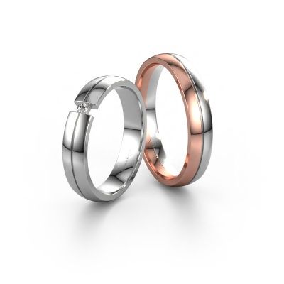 Freundschaftsringe set WH0254LM24XP ±4x1.5 mm 14 Karat Roségold Diamant 0.03 crt