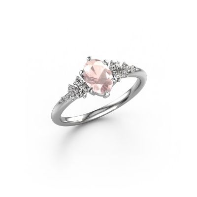 Ring Royce OVL 585 white gold morganite champagne 7x5 mm