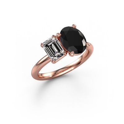 Engagement ring Toi et Moi OVL-EME 585 rose gold black diamond 3.06 crt
