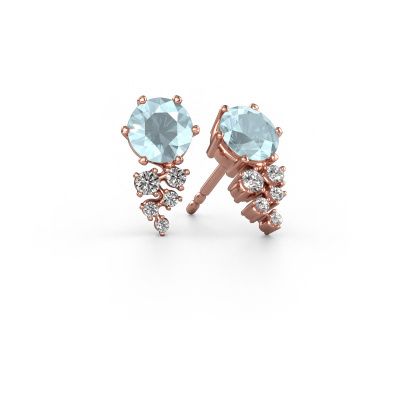 Boucles d'oreilles Royce 585 or rose aigue-marine 6 mm