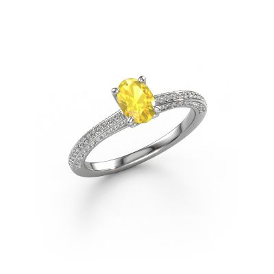 Engagement ring Elenore ovl 950 platinum yellow sapphire 6.5x4.5 mm