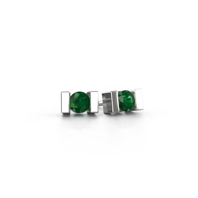 Clous d'oreilles Lieve 585 or blanc emeraude 3.7 mm