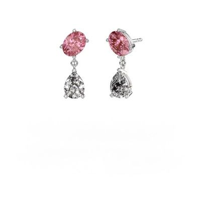 Earrings Toi et Moi OVL-PER 950 platinum pink lab grown diamond 8x6 mm