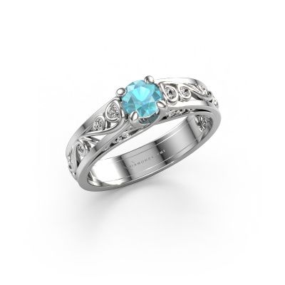 Ring Quinty 585 white gold blue topaz 4.7 mm