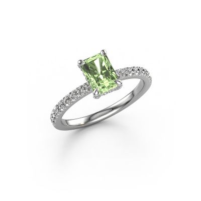 Engagement ring Saskia rad 1 950 platinum green lab grown diamond 7x5 mm