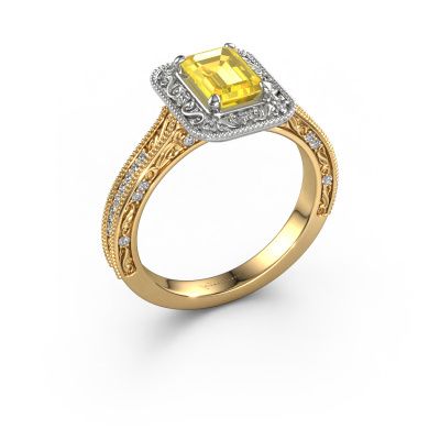 Engagement ring Alice EME 585 gold yellow sapphire 7x5 mm