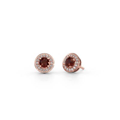 Clous d'oreilles Agaat 585 or rose grenat 5 mm