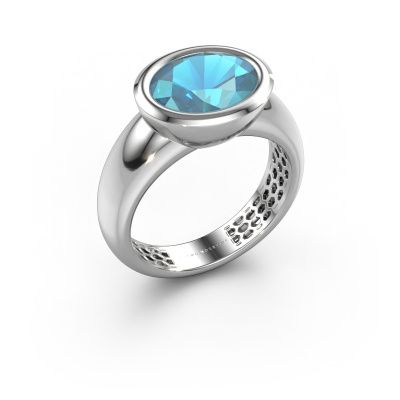 Ring Evelyne 585 white gold blue topaz 10x8 mm