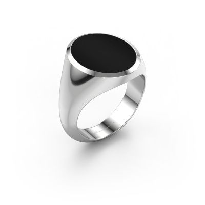 Signet ring Herman 6 585 white gold onyx 16x13 mm