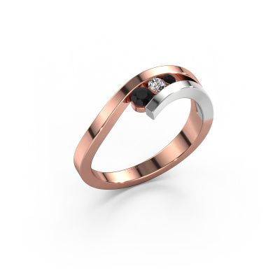 Ring Evalyn 2 585 Roségold Schwarz Diamant 0.182 crt