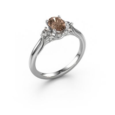 Engagement ring Laurian OVL 950 platinum brown diamond 0.900 crt
