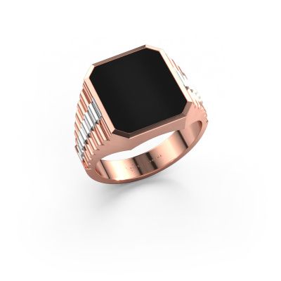 Signet ring Brent 3 585 rose gold onyx 14x12 mm