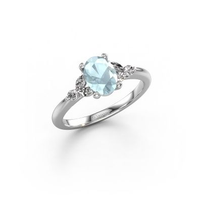 Engagement ring Megan OVL 585 white gold aquamarine 7,5x5,5 mm